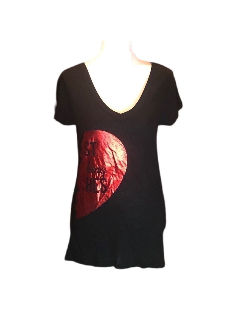 SPENCER’S NWT Black V-Neck Tee Other half of BFF tee Size M